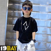 Shadowed Silhouette Edgy Kids Black Oversized Tees